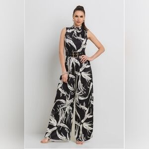 Chic Black and White Patterned Jumpsuit